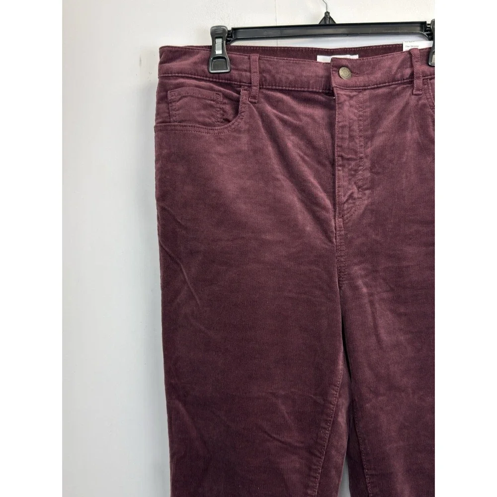Ann Taylor LOFT Pants Womens 14/32 Burgundy Corduroy High Rise Skinny Leg Casual